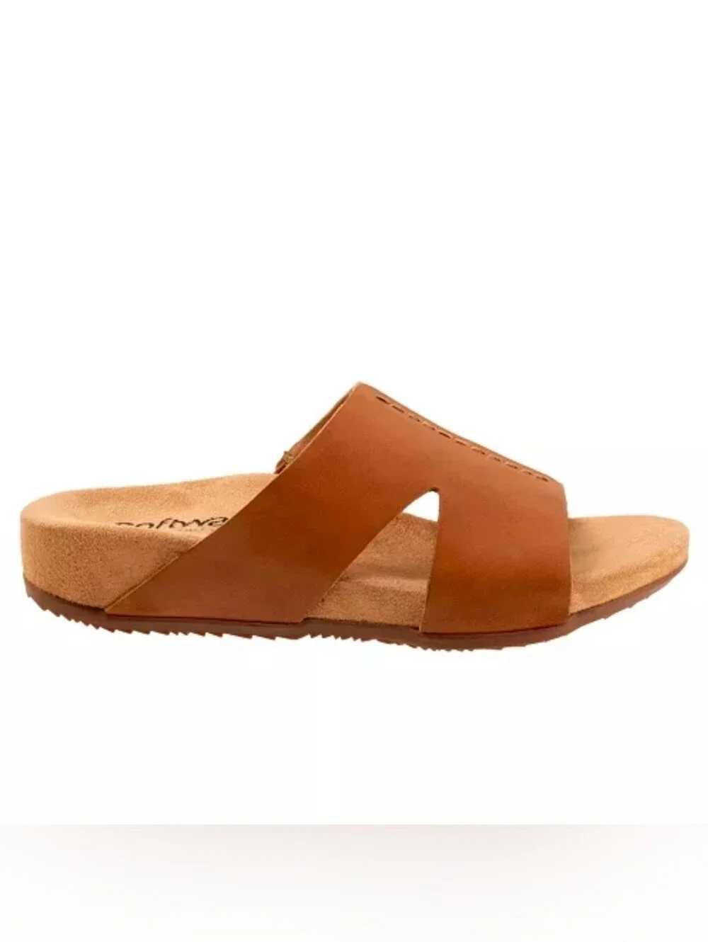 SoftWalk Women’s Tan Slide Sandal - Leather Slip-On